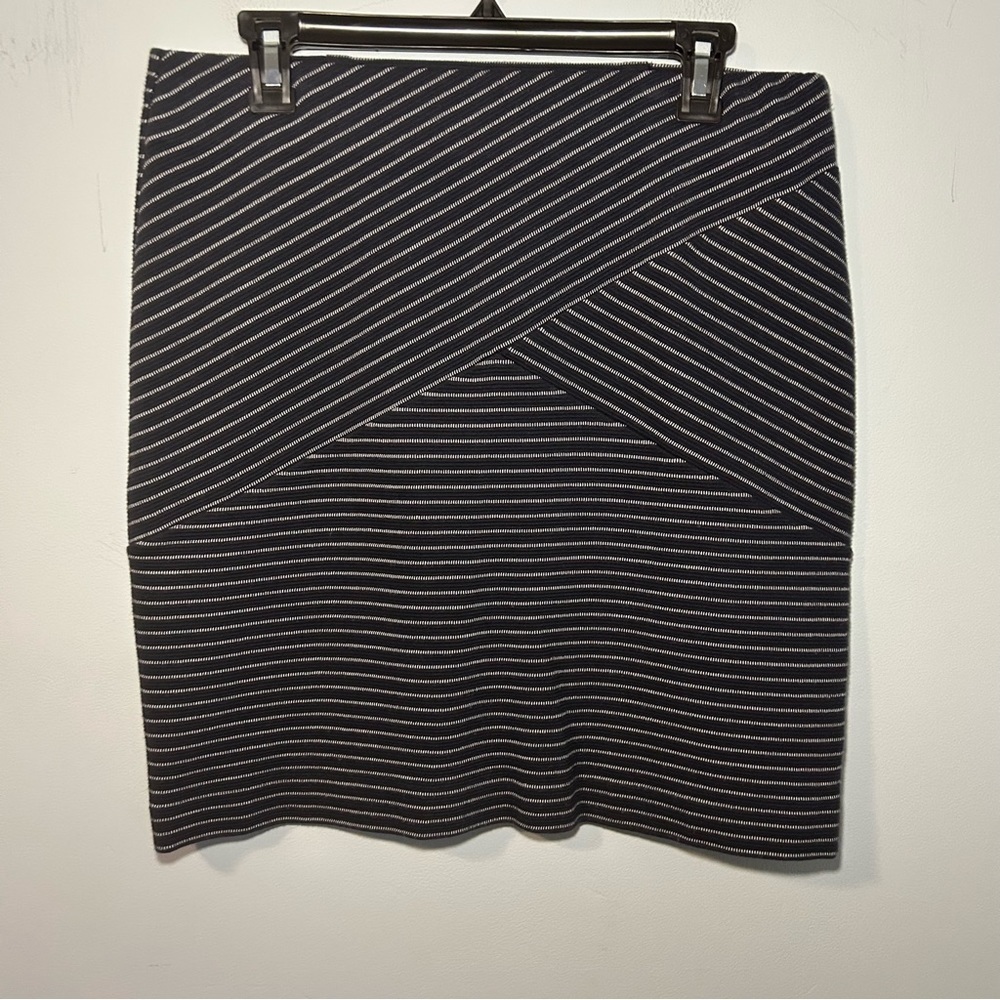 J. Jill Black & White Striped Cotton Blend Mini Skirt Size Small Petite